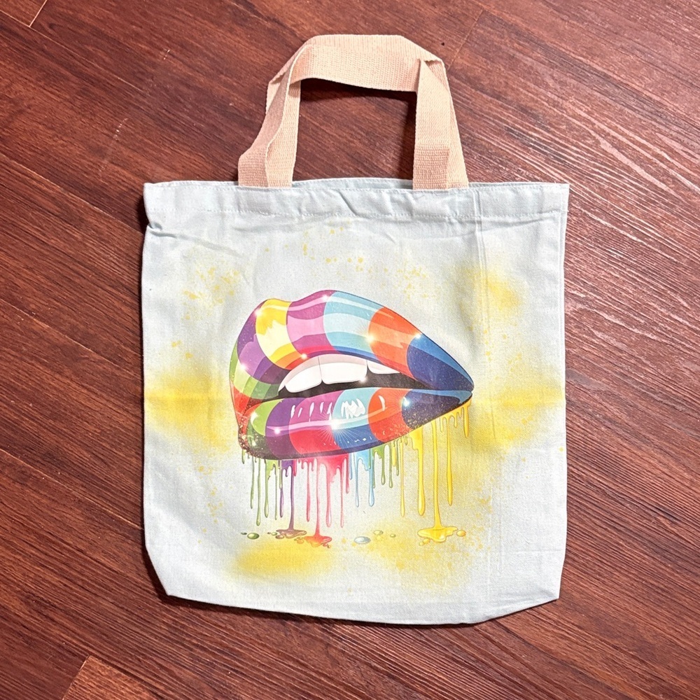 Colorful Lips Canvas Tote Bag